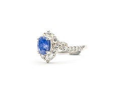 Platinum Halo Sapphire & Diamond Ring
