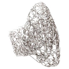 Platinum Hand Knitted Oval Ring