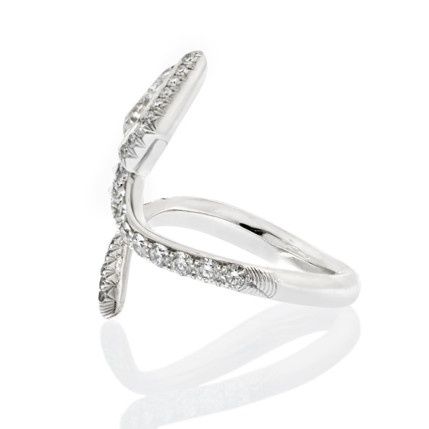 Mixed Cut Platinum Handmade Diamond Serpent Cocktail Ring For Sale