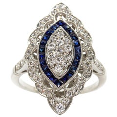Platinum Handmade Diamonds and Sapphires Ring