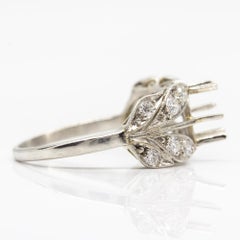 Platinum Handmade Old Mine Cut Diamond Semi Mounting Ring
