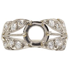 Platinum Handmade Old Mine Cut Diamond Semi Mounting Ring