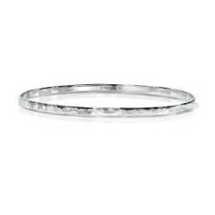 David Tishbi Platinum Hand Hammered Bangle Bracelet 3mm