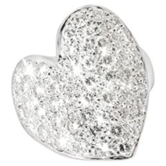 Platinum Heart Shaped Pave Diamond Ring