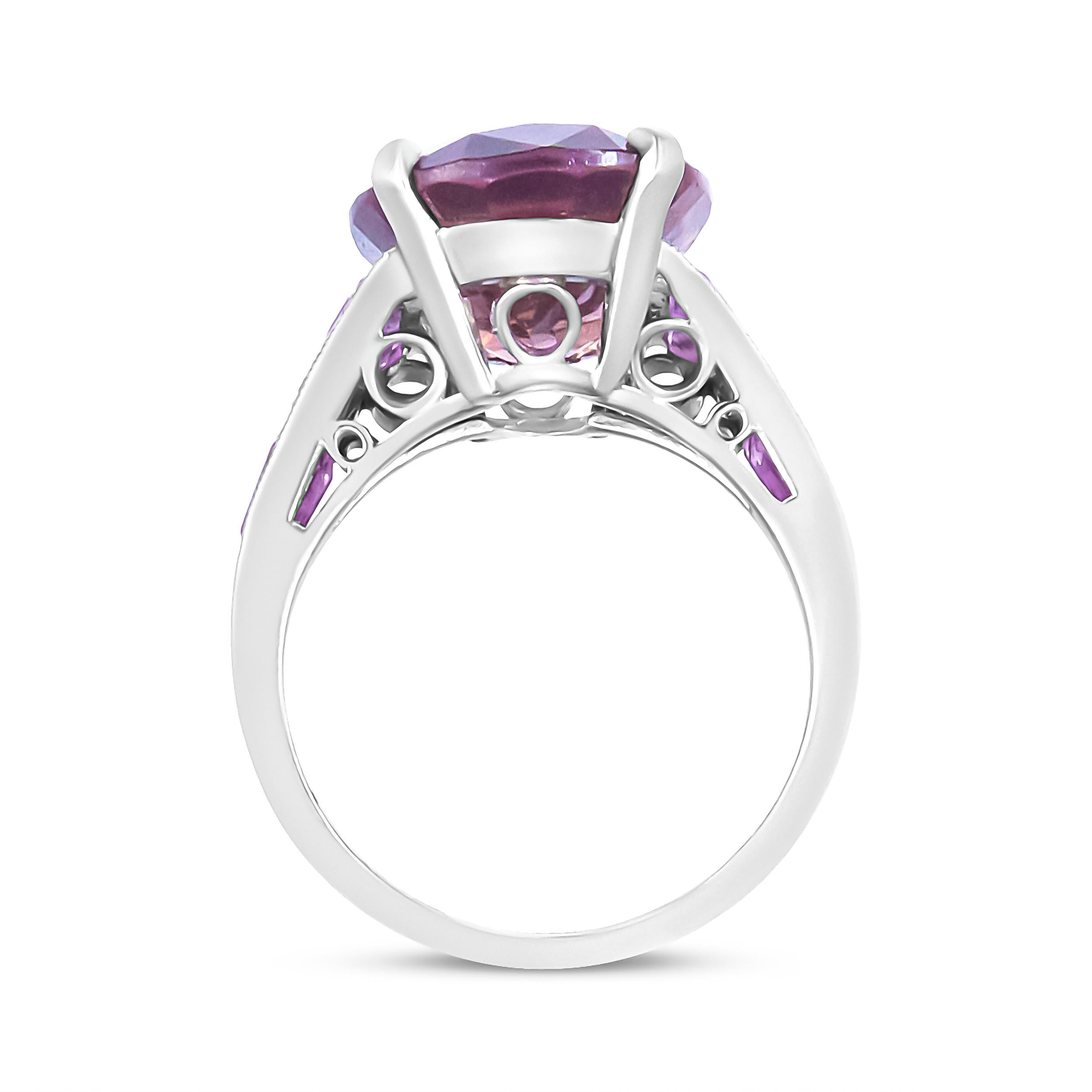 Trillion Cut Platinum Heat-Treated Purple Trillion Sapphire and Diamond Accent Cocktail Ring