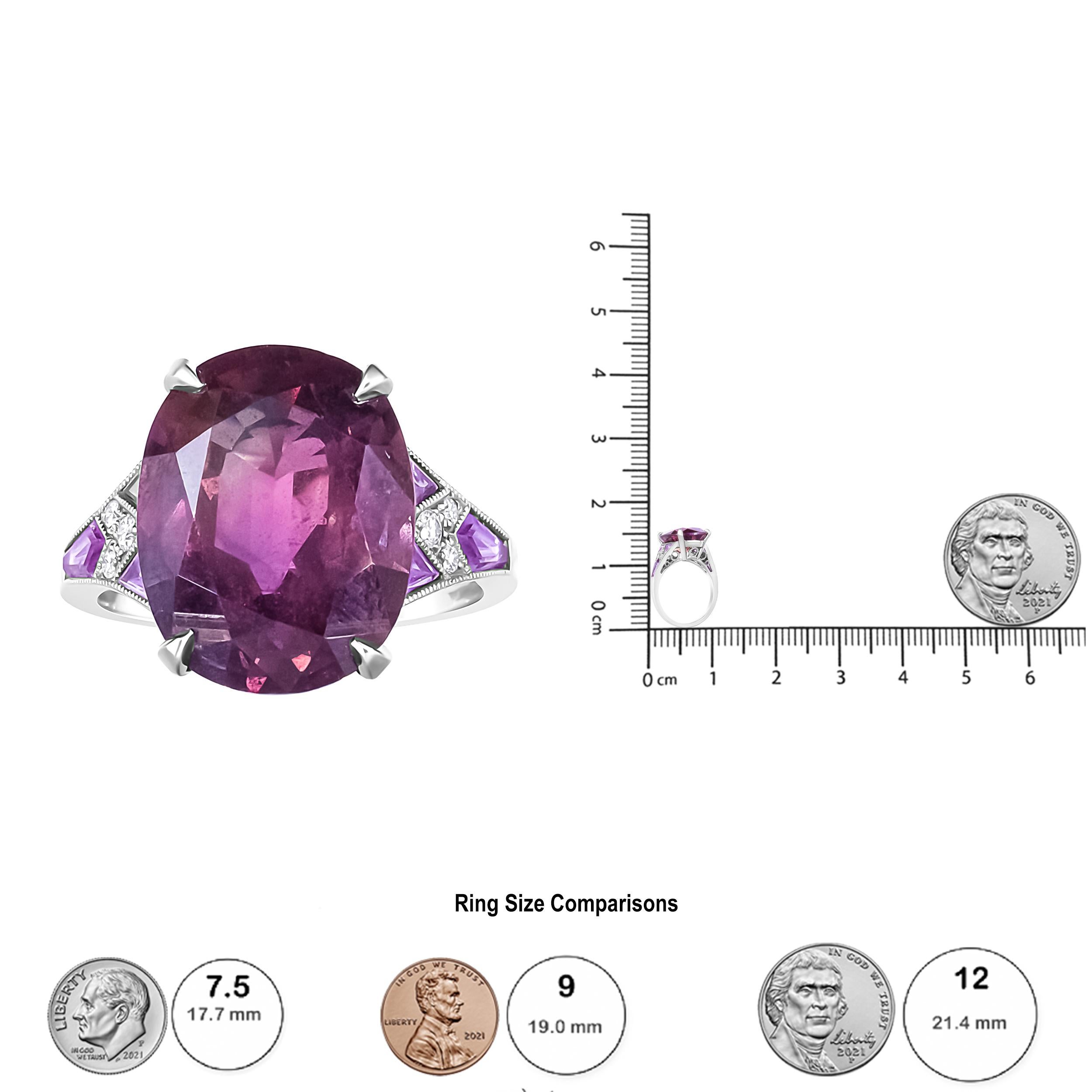 Platinum Heat-Treated Purple Trillion Sapphire and Diamond Accent Cocktail Ring 2