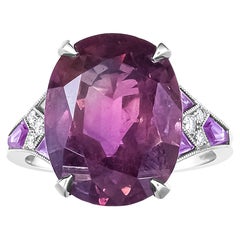 Platinum Heat-Treated Purple Trillion Sapphire and Diamond Accent Cocktail Ring