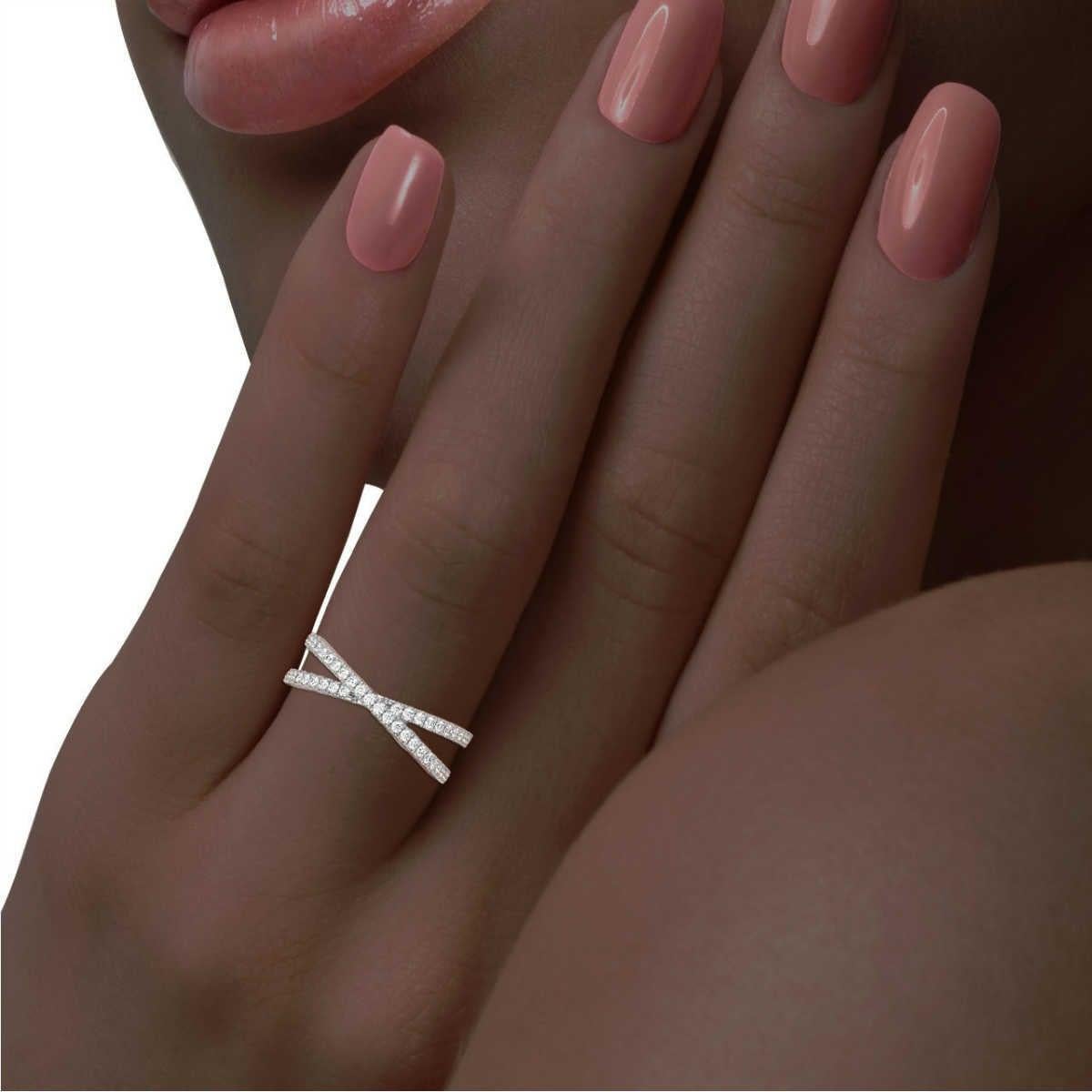 For Sale:  Platinum Heather 2 Rows Interweave Diamond Ring '1/3 Carat' 5