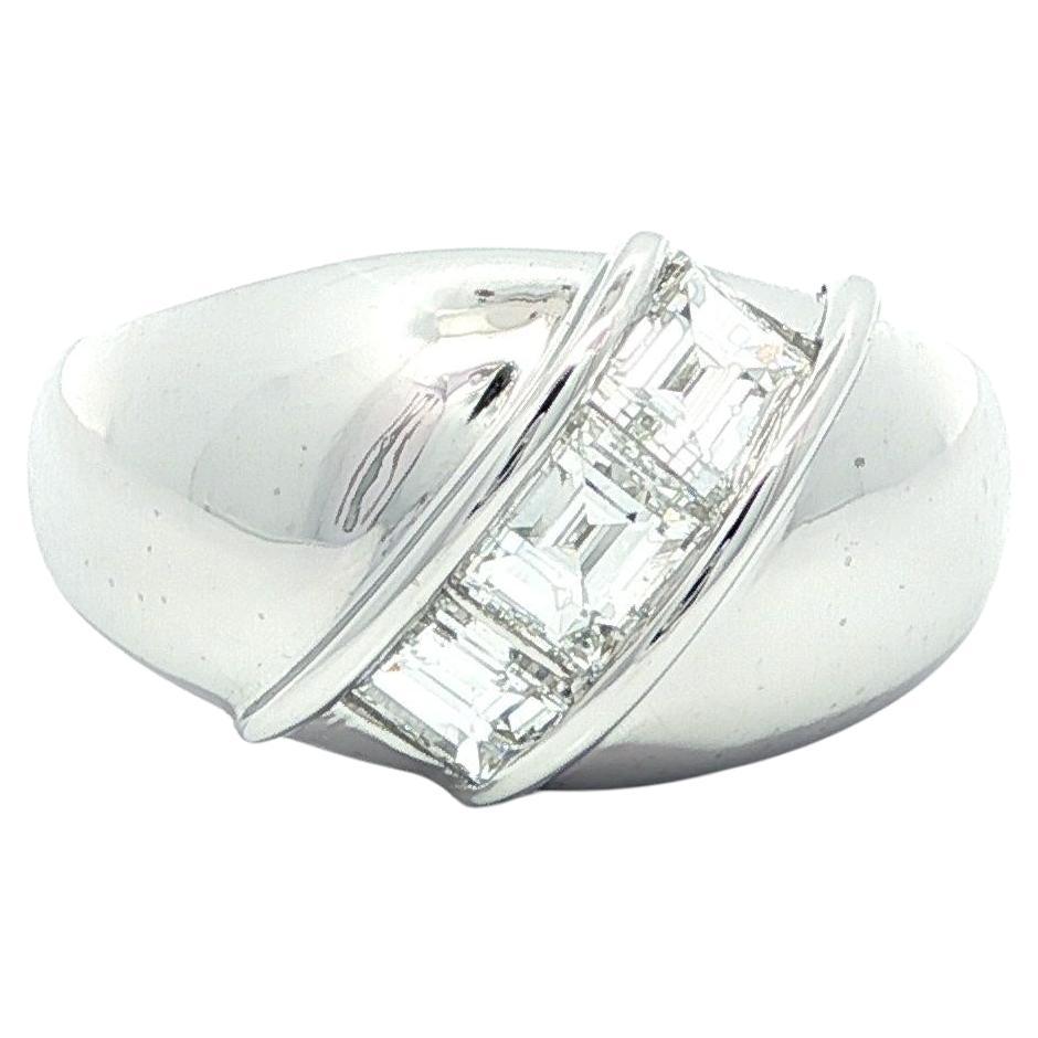 Platin Hochwertiger 1.04ct F VS Step Carré Cut Channel 3 Diamant Band Ring