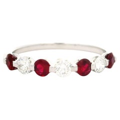 Platinum High Quality 1.12ctw Alternating Ruby & Diamond Low Profile Band Ring
