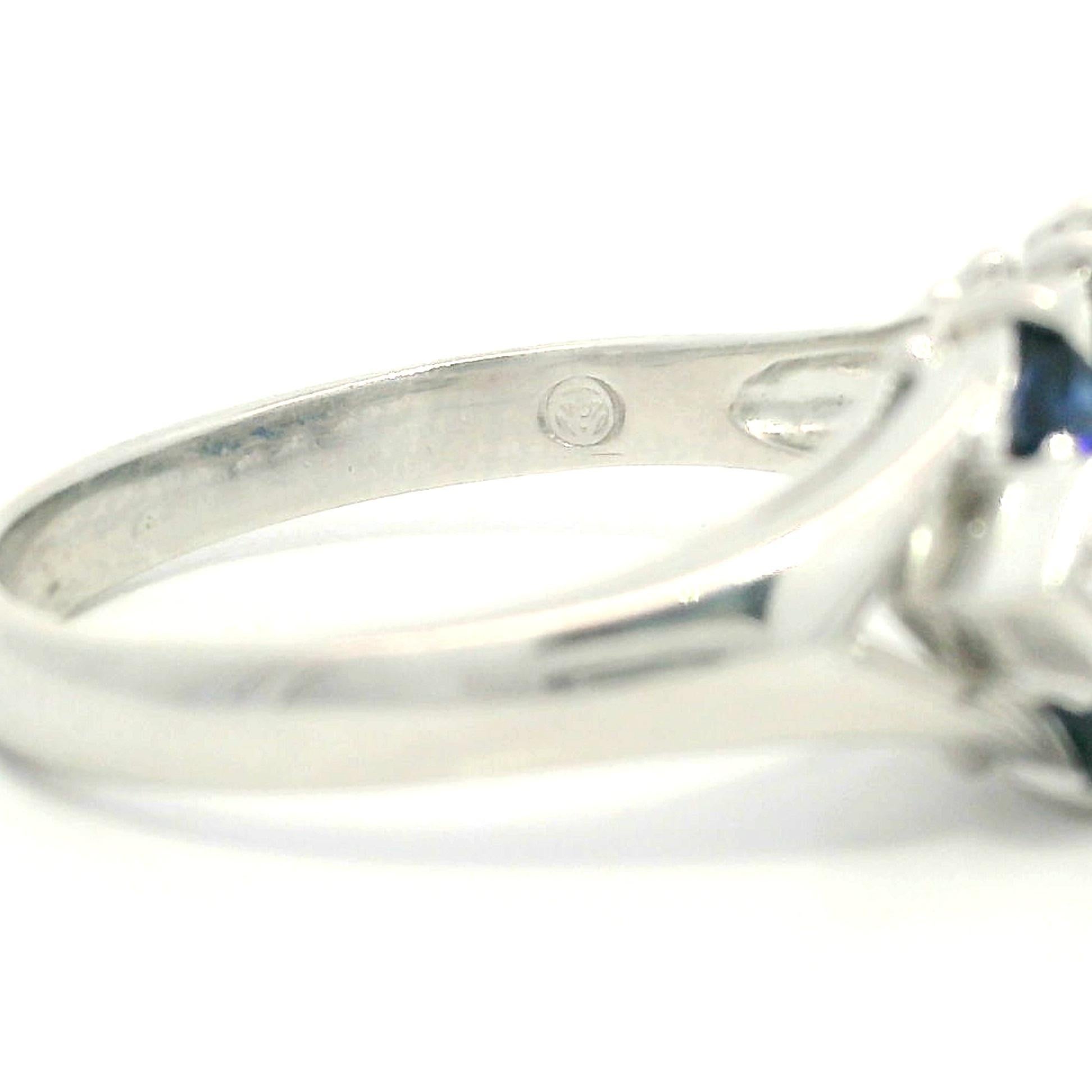 Platin hohe Qualität 1,19ctw Quadratischer Stufenschliff Saphir & Diamant Geometrischer Ring (Carréeschliff) im Angebot