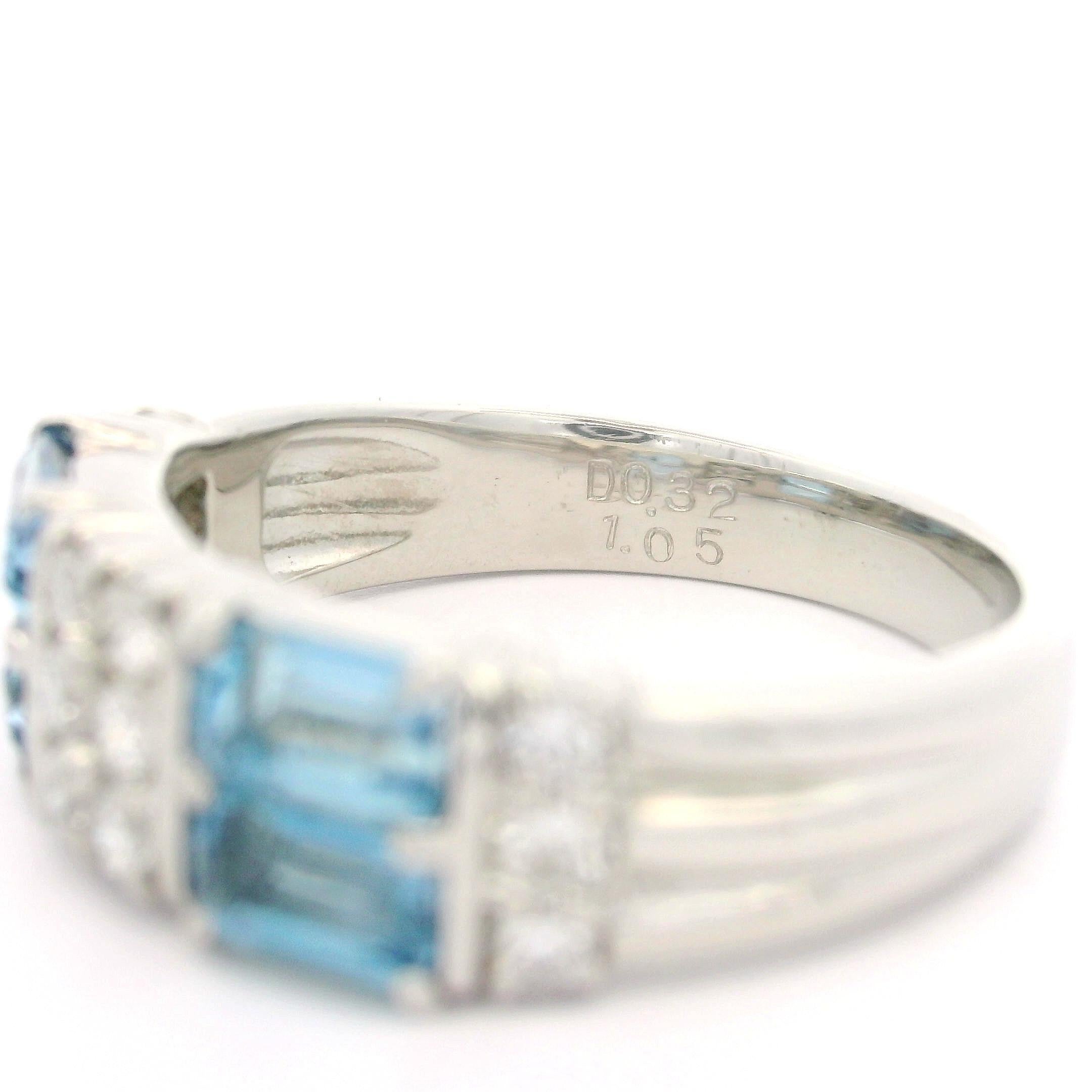 Anello in platino di alta qualità con acquamarina e diamanti taglio smeraldo da 1,37 ct. in vendita 2