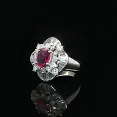 Platinum High Quality GIA 2.04ct No Heat Oval Vivid Red Ruby & Diamond Ring