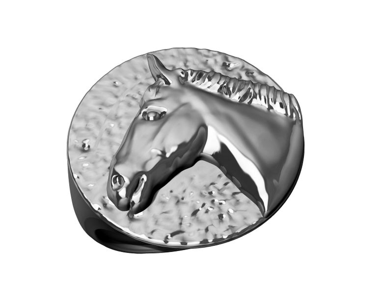 For Sale:  Platinum Horse Signet Ring 5
