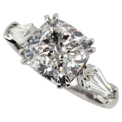 Platinum HRD Certified 4.02 Carat Cushion Diamond Engagement Ring
