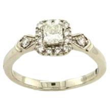 Platinum IGI Cert. 0.27ct G/H I1 Radiant Cluster Ring with 0.23ct Round Diamonds