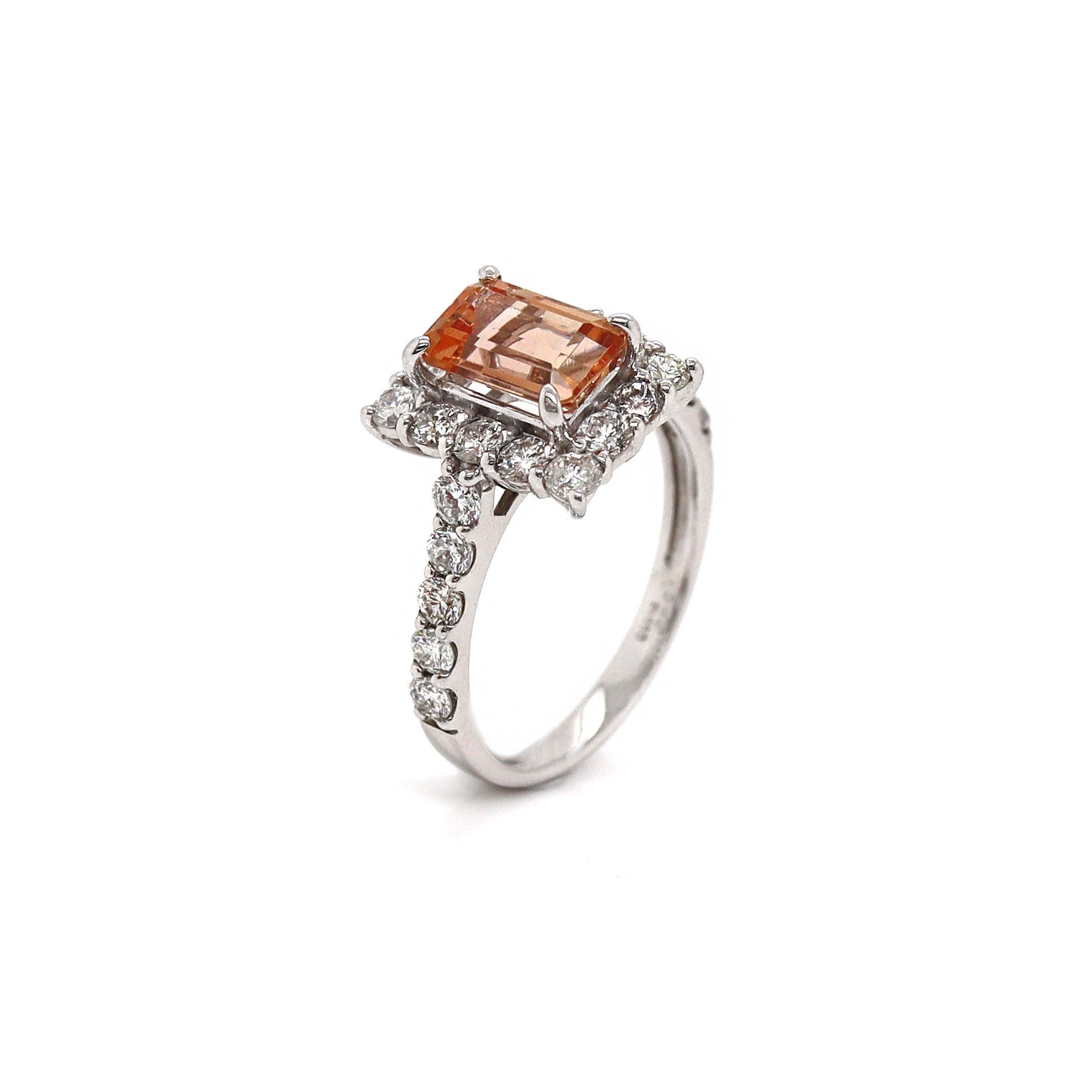 Platinum Imperial Topaz And Diamond Dress Ring In New Condition For Sale In Sydney, NSW