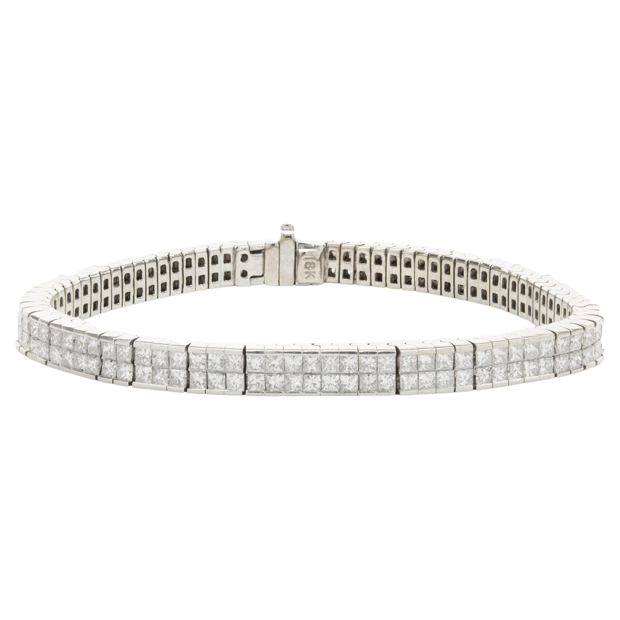 Platinum Invisible Set Diamond Tennis Bracelet