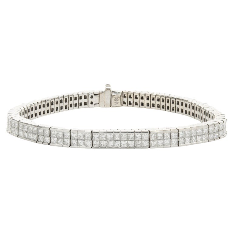 Platinum Invisible Set Diamond Tennis Bracelet For Sale at 1stDibs