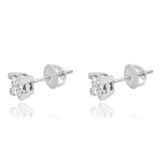 Platinum Invisible Set Princess Cut Diamond Stud Earrings