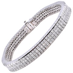 Platinum Invisible Set Princess Cut Diamond Tennis Bracelet