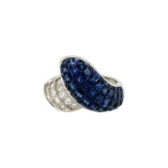 Platinum Invisible Set Sapphire Diamond Ring