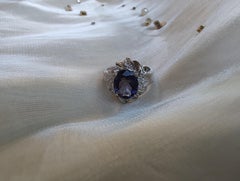 Platinum Iolite and Diamond Cocktail Ring
