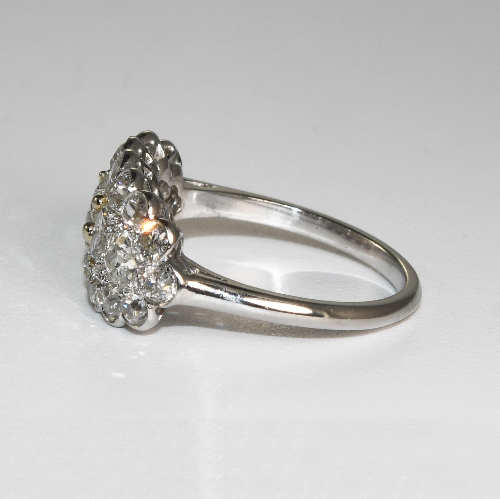 Old European Cut Platinum & Iridium Vintage Diamond Ring 1.35ct