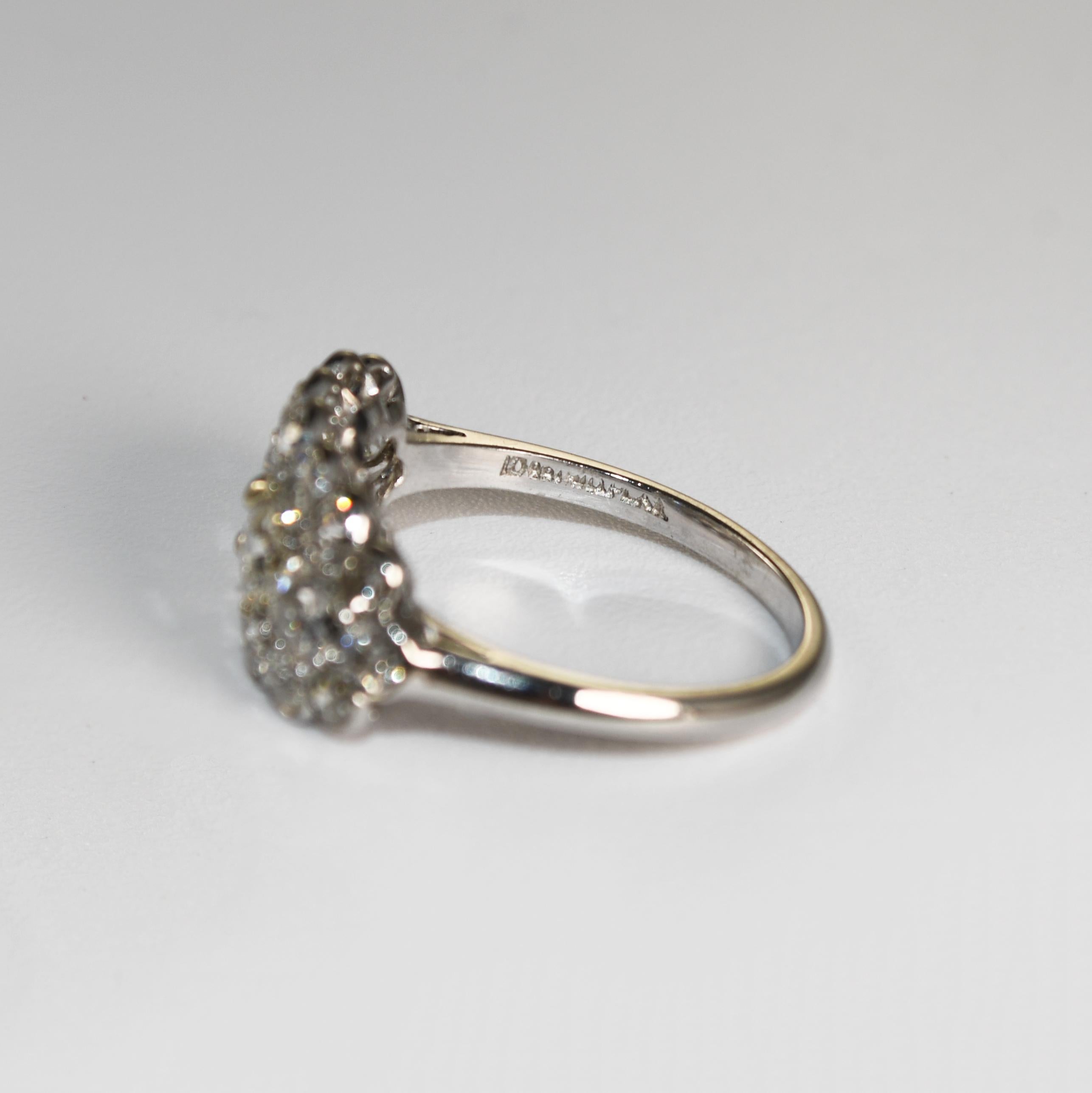 Women's or Men's Platinum & Iridium Vintage Diamond Ring 1.35ct
