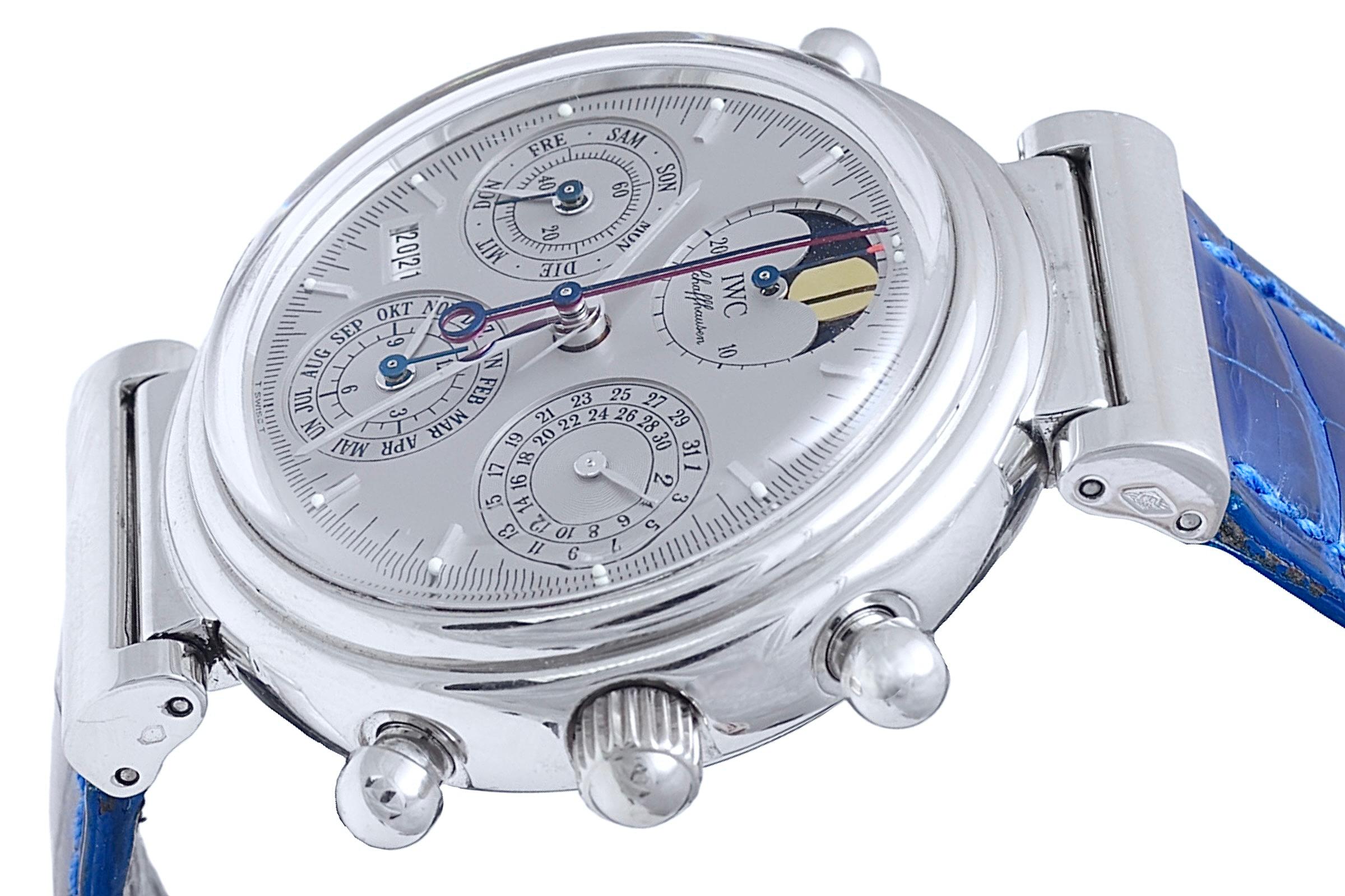 Women's or Men's Platinum IWC Perpetual Calendar Split Second Chronograph Limited Wrist Watch3751 For Sale