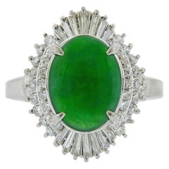 Platinum Jade Diamond Cocktail Ring