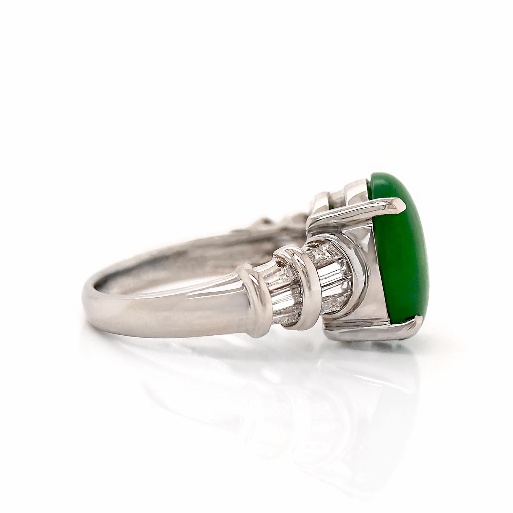 Women's or Men's Platinum Jadeite Jade And Diamond Dress Ring For Sale
