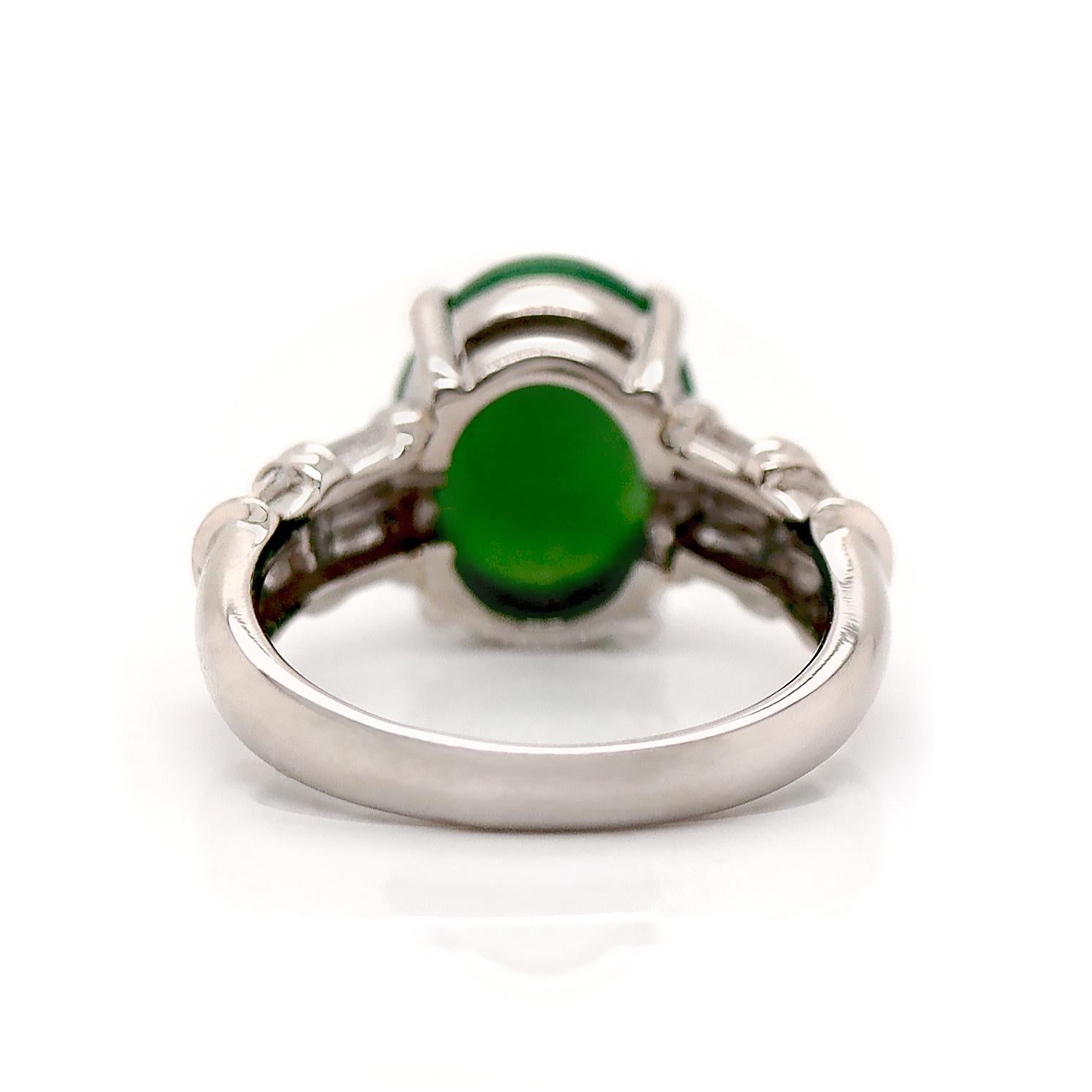 Platinum Jadeite Jade And Diamond Dress Ring For Sale 1