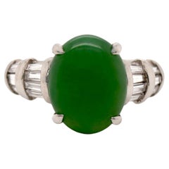 Anillo de Vestido de Platino, Jadeíta, Jade y Diamantes