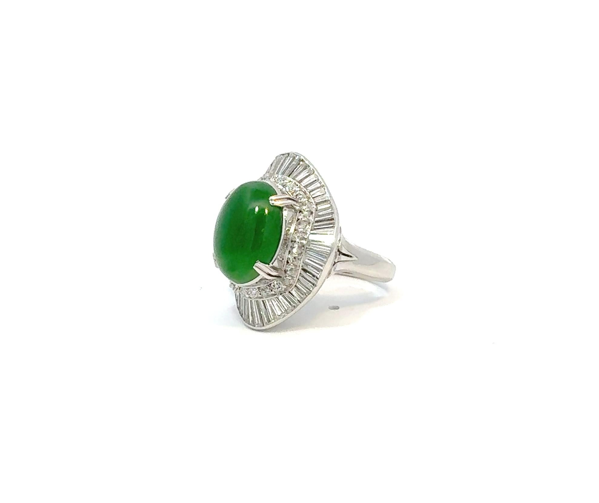 Anillo de platino y jadeíta con diamantes Regencia en venta