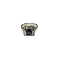 Platinum Lab Created Sapphire Diamond Ring Size 6 #15637