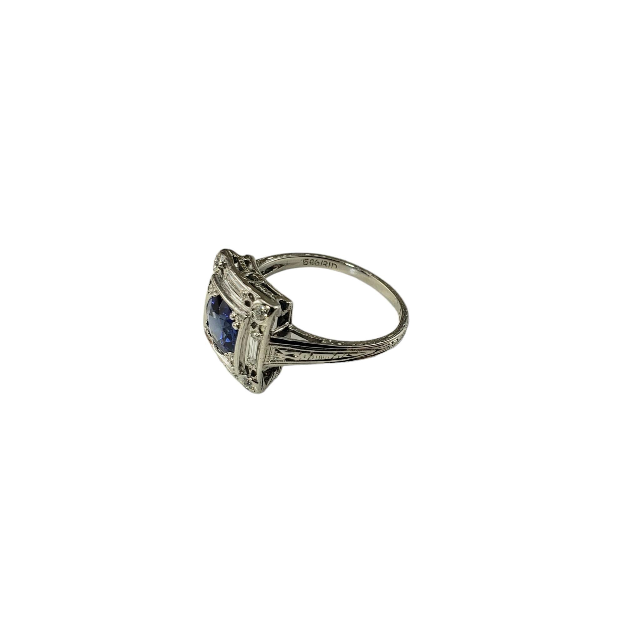 Round Cut Platinum Lab Created Sapphire Diamond Ring Size 6 #15637 For Sale