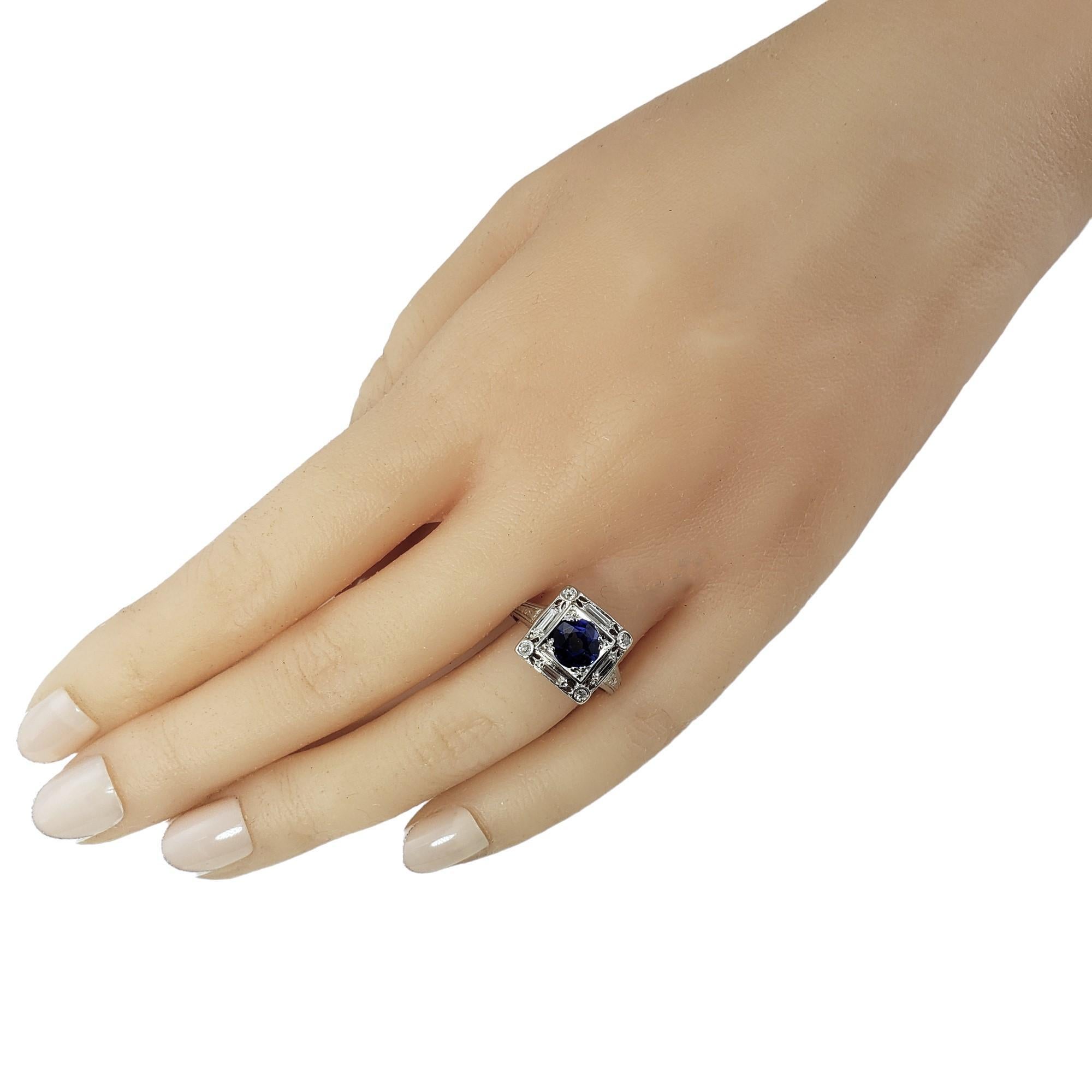 Platinum Lab Created Sapphire Diamond Ring Size 6 #15637 For Sale 3