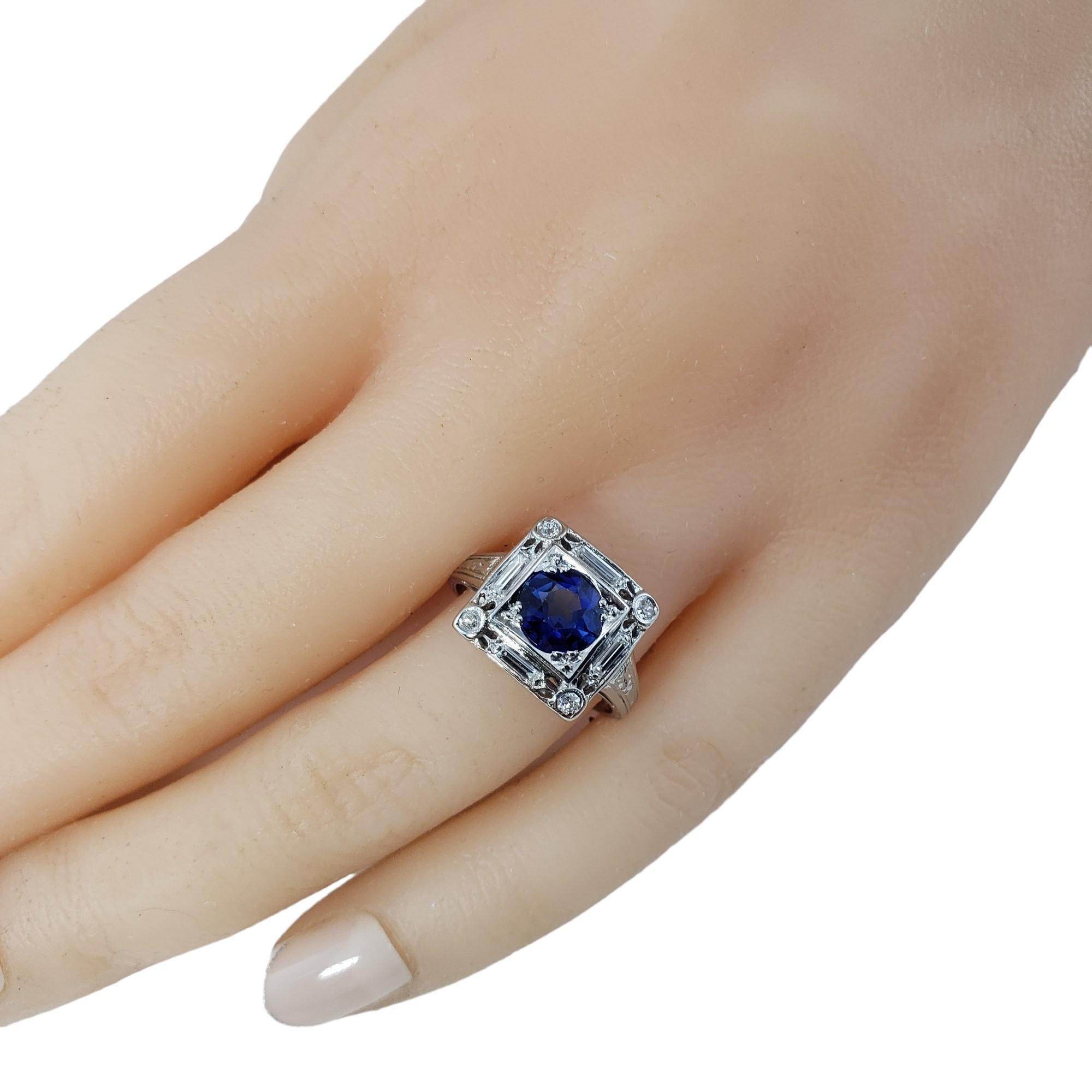 Platinum Lab Created Sapphire Diamond Ring Size 6 #15637 For Sale 4