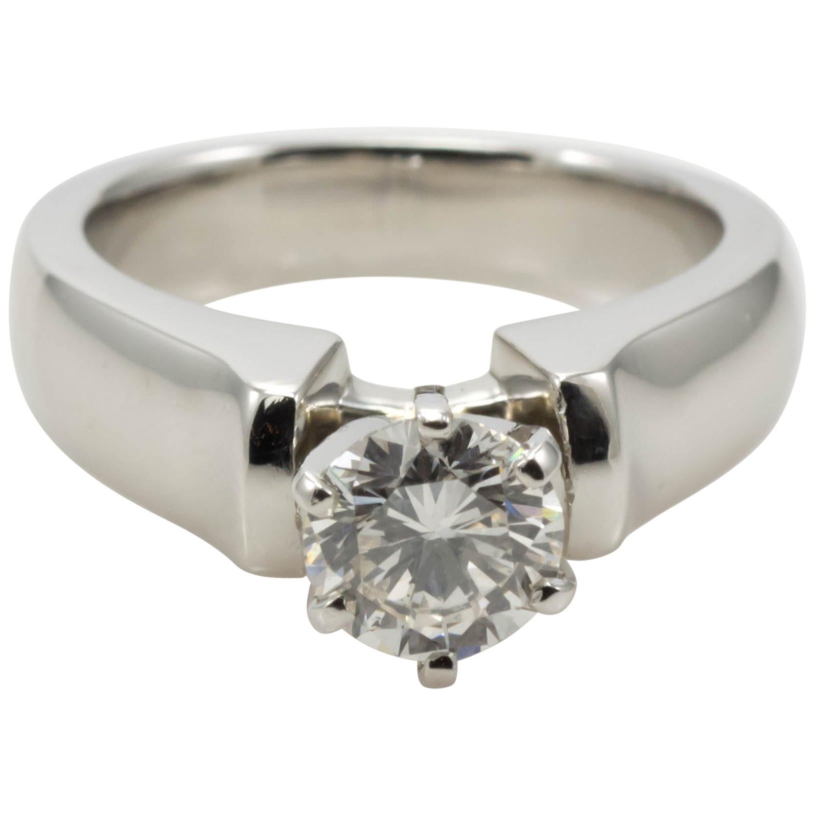 Platinum Ladies 0.85 Carat Round Brilliant J/SI2 Diamond Solitaire Ring