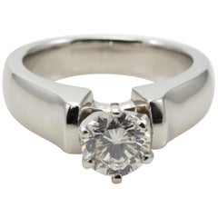 Platinum Ladies 0.85 Carat Round Brilliant J/SI2 Diamond Solitaire Ring