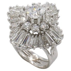 Bague cocktail dôme en platine pour dames 5,00 carats de diamants naturels