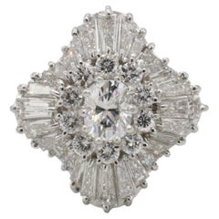 Bague cocktail dôme en platine pour dames 5,00 carats de diamants naturels