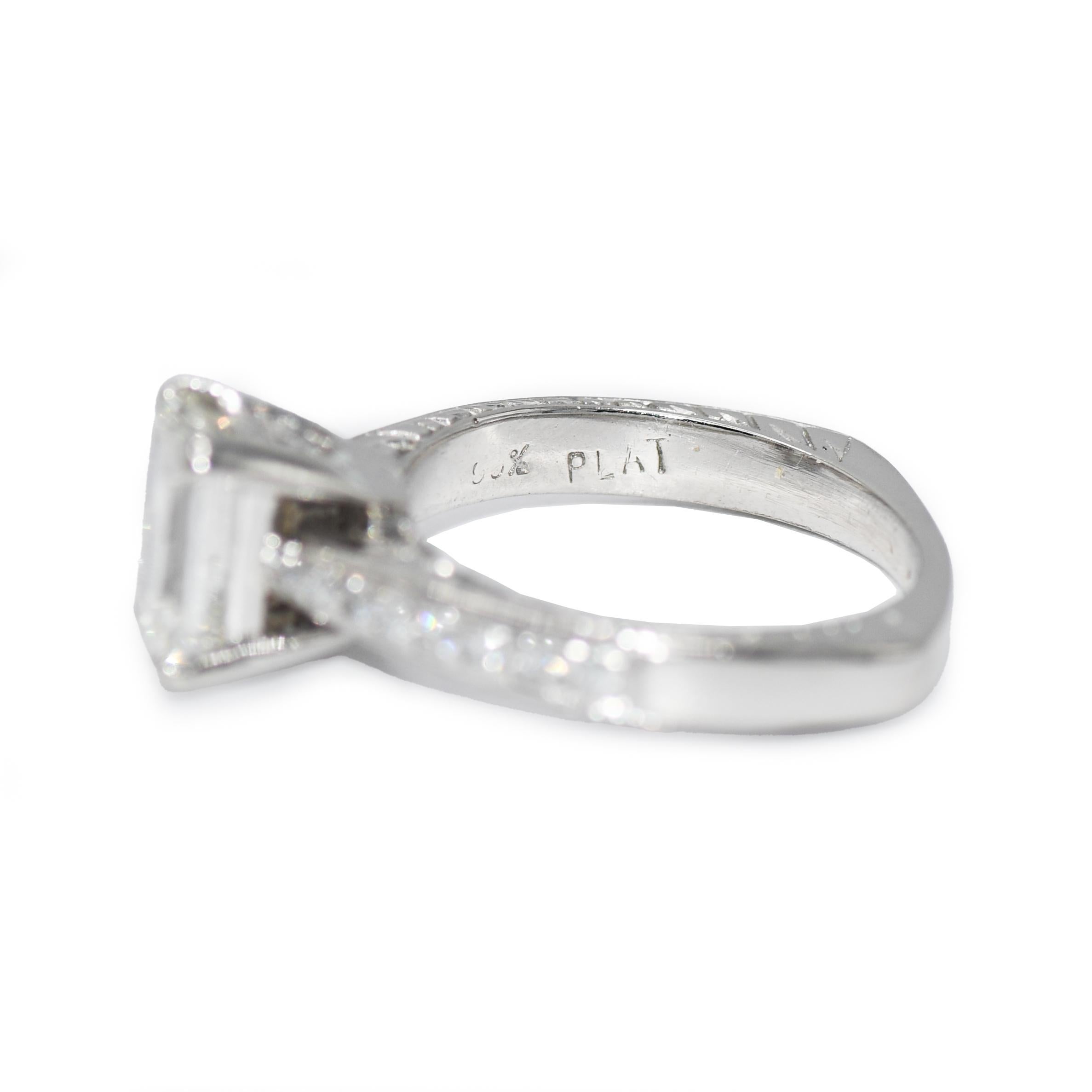 Platinum Ladies Diamond Engagement Ring For Sale 2