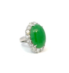 Platinum Ladies Jadeite Jade Ring with Diamonds