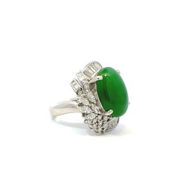 Platin Damen Jadeit Jade Ring mit Diamanten