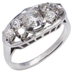Platinum Ladies' Ring Set with 1.76 Carats Old, Mine Cut Diamonds
