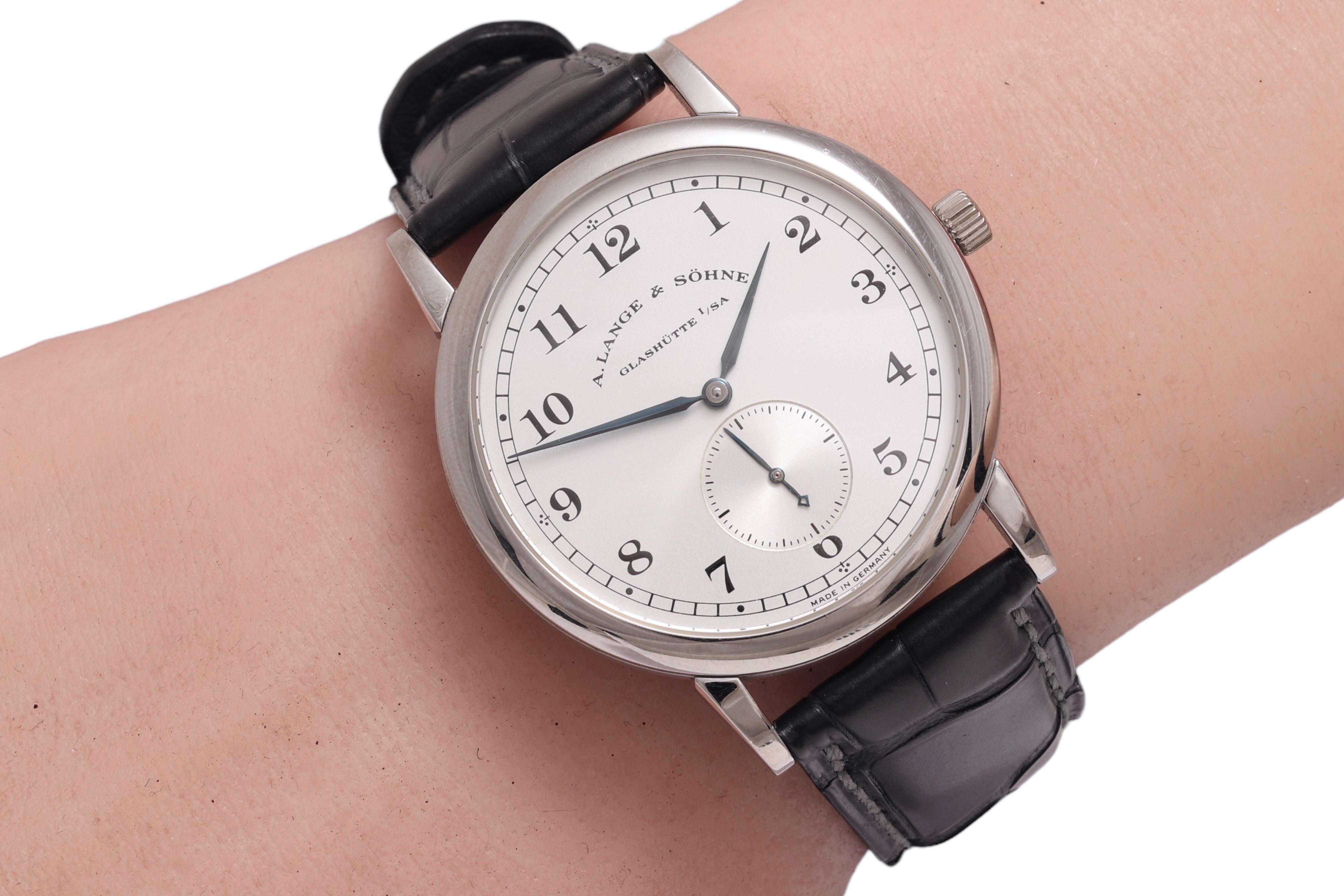 Platinum Lange Sohne 1815 Wrist Watch, Lange Certificate Like New Ref. 206.025 For Sale 3
