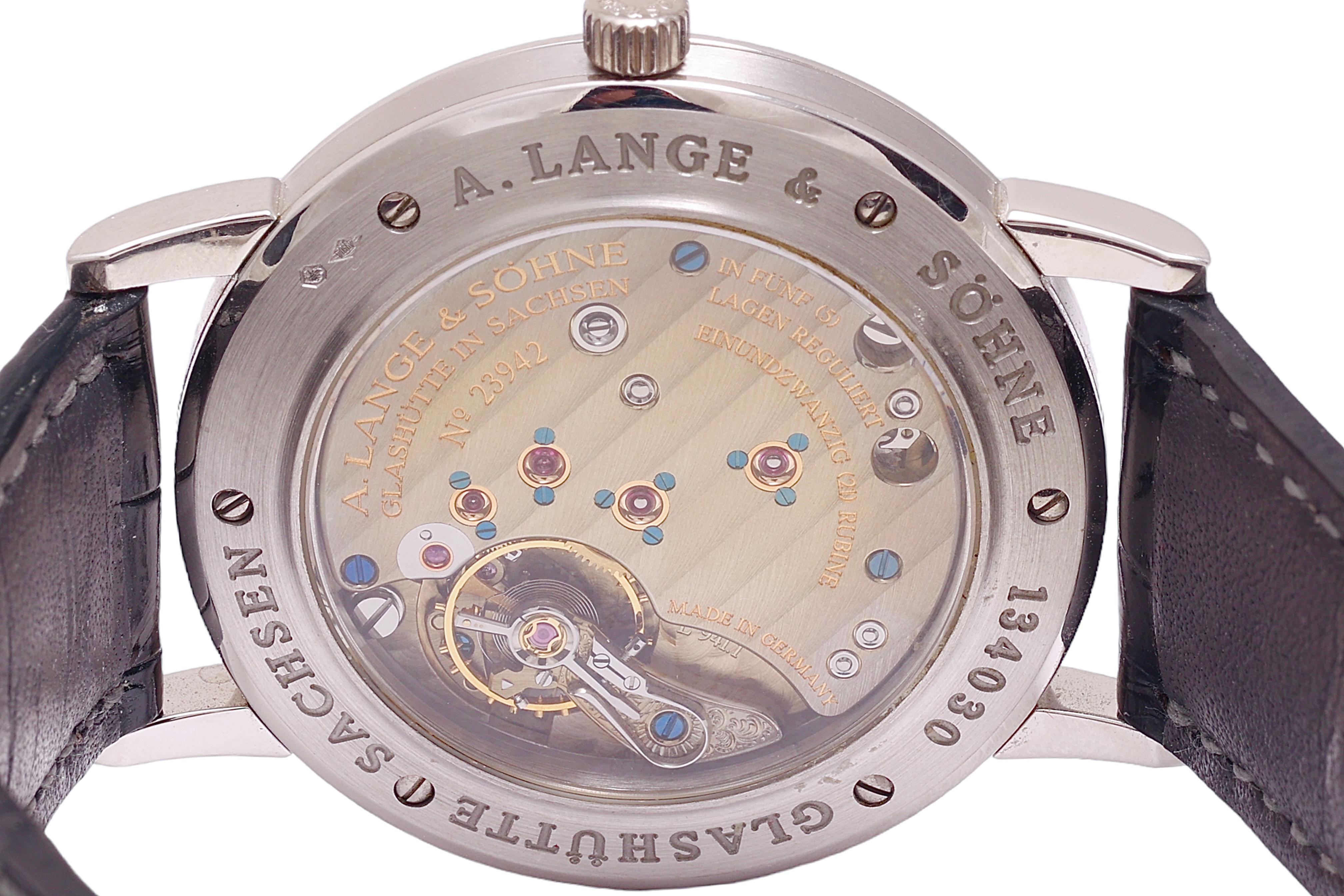 Platinum Lange Sohne 1815 Wrist Watch, Lange Certificate Like New Ref. 206.025 For Sale 5