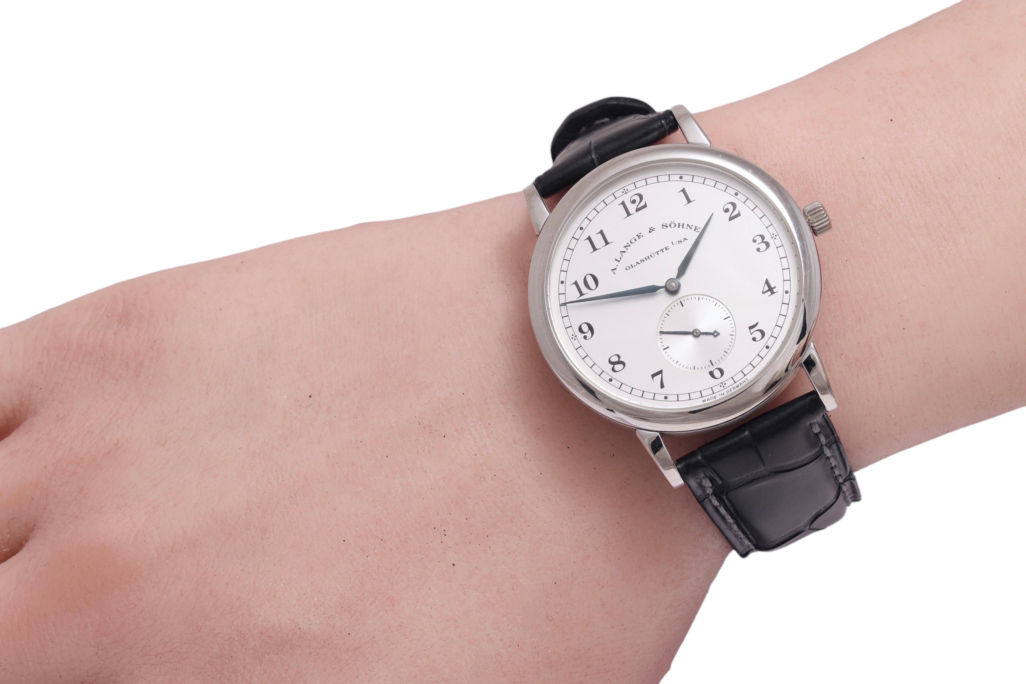 Platinum Lange Sohne 1815 Wrist Watch, Lange Certificate Like New Ref. 206.025 For Sale 6